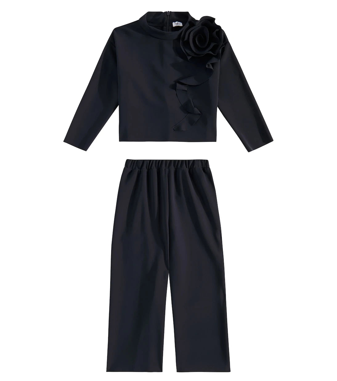 Il Gufo - Floral-appliqué top and pants set