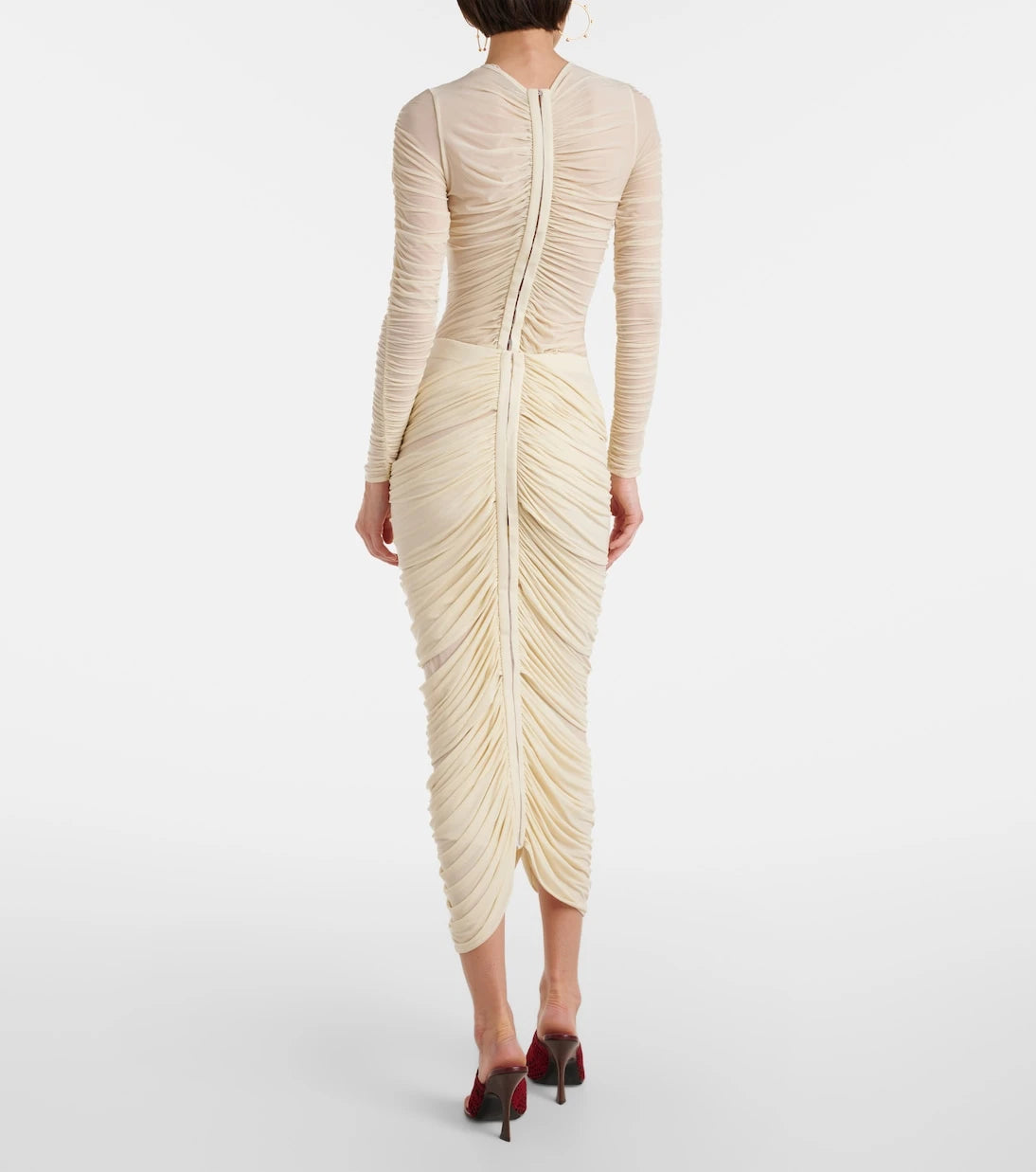 Magda Butrym - Floral-appliqué ruched midi skirt