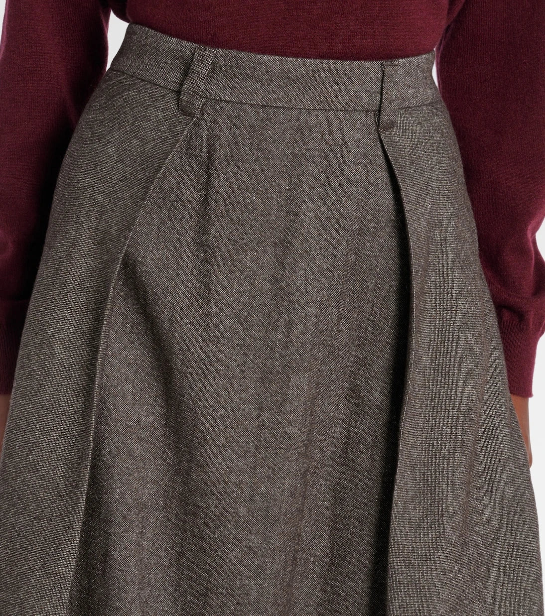 Brunello Cucinelli - Wool and linen-blend midi skirt
