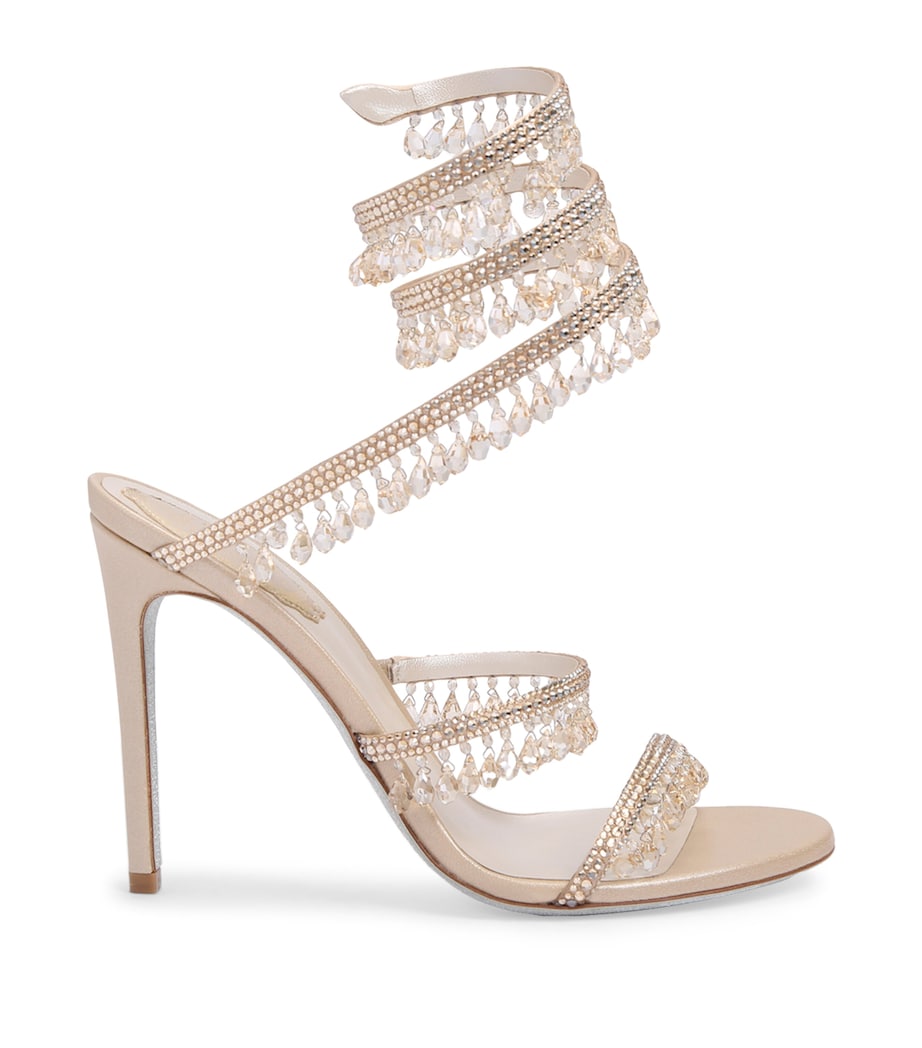 René Caovilla Nude Embellished Chandelier Sandals 105