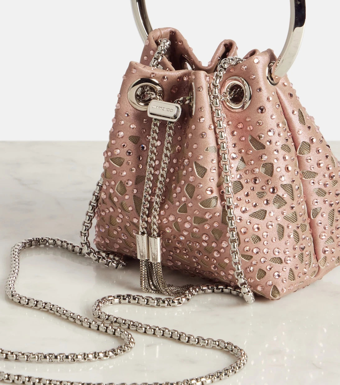 Jimmy Choo - Bon Bon Micro satin bucket bag