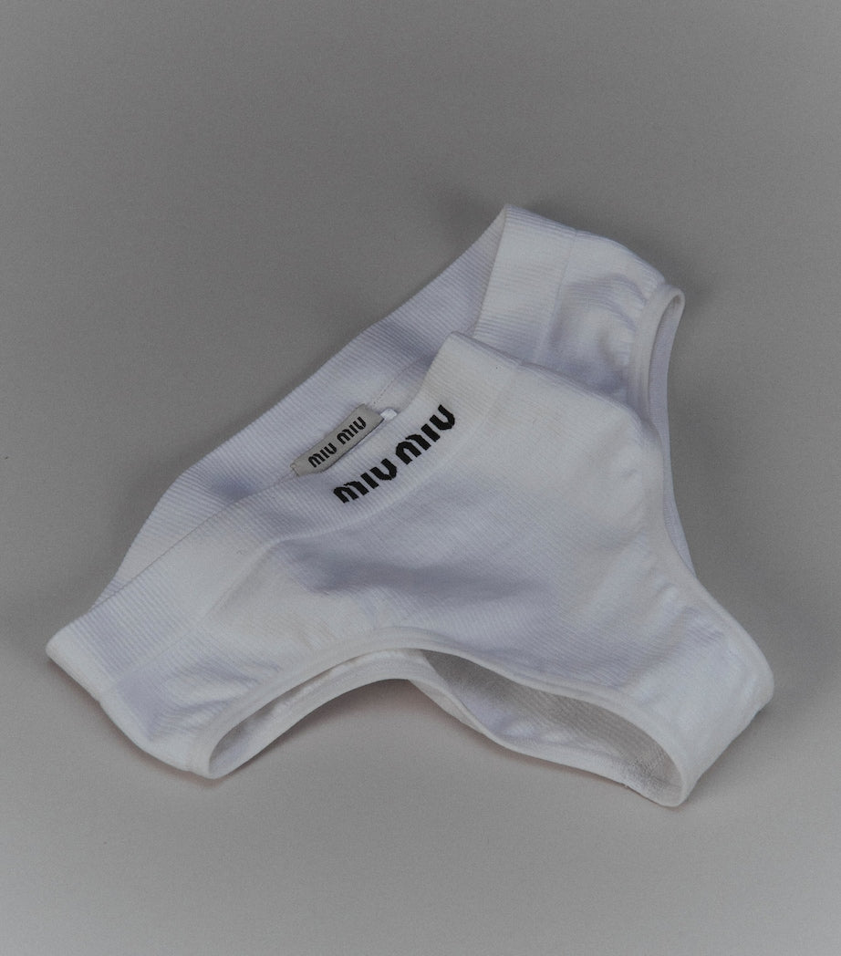 Miu Miu White Ribbed Seamless Briefs