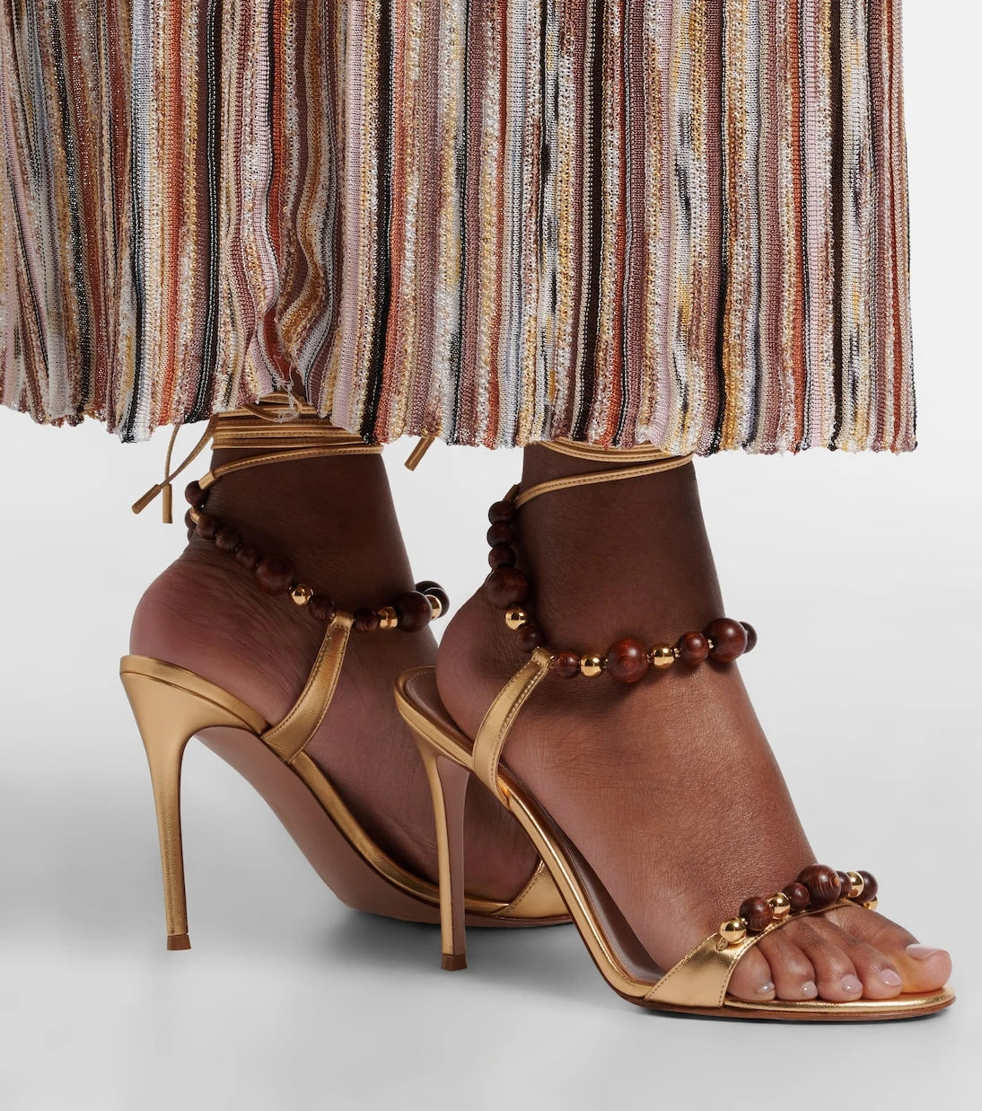 Gianvito Rossi - Embellished metallic leather slingback sandals