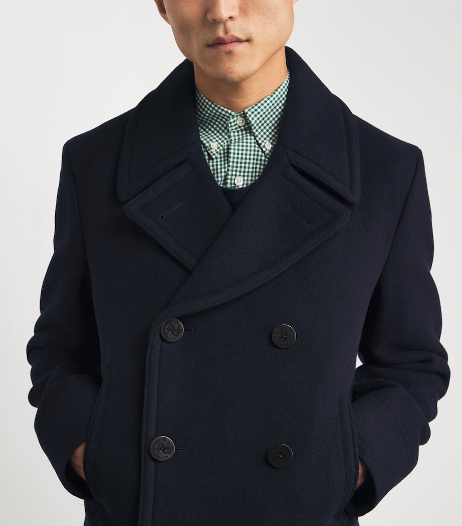 Wool-Blend Melton Peacoat NAVY