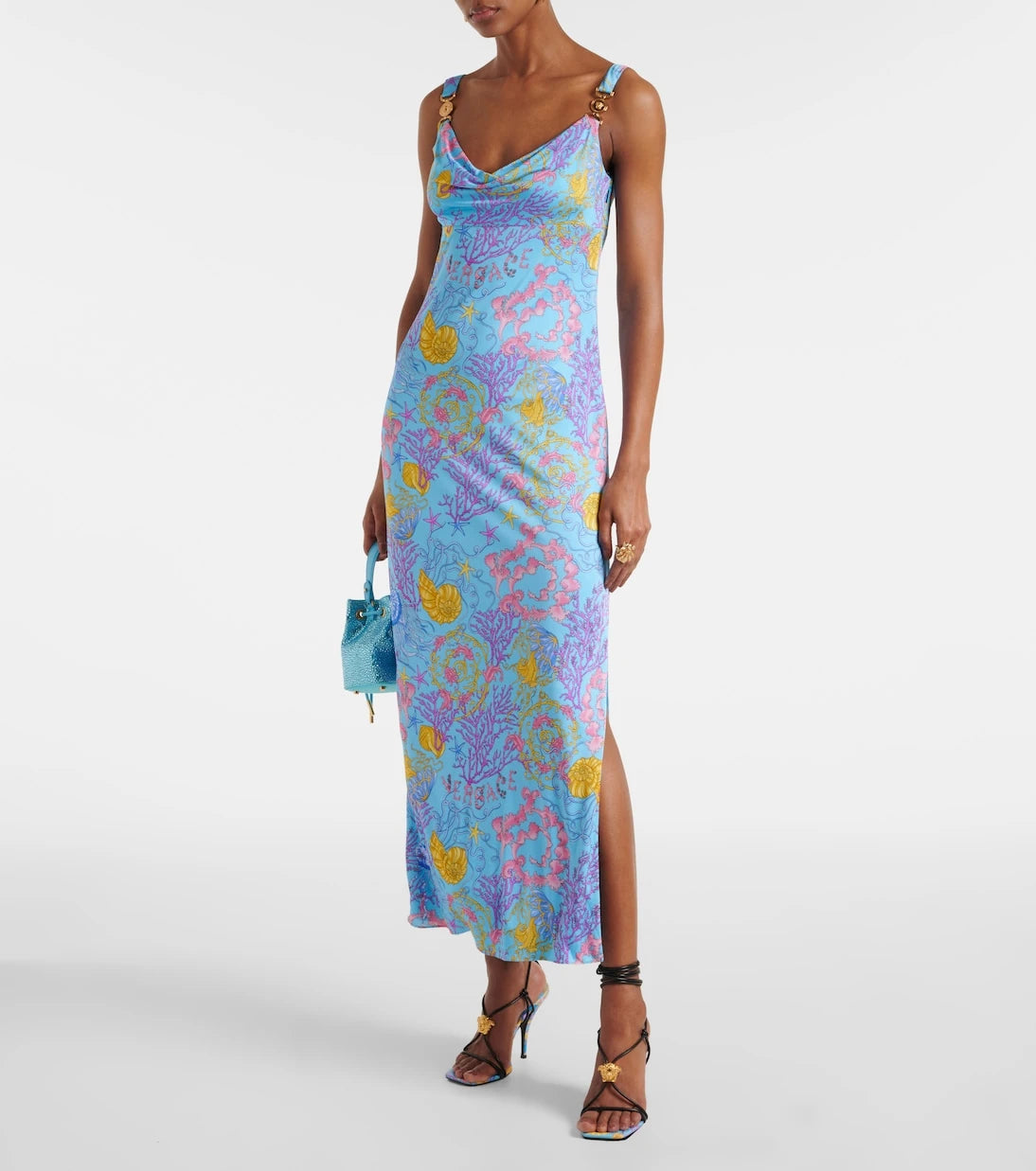Versace - Su Altı Barok drapli jarse elbise