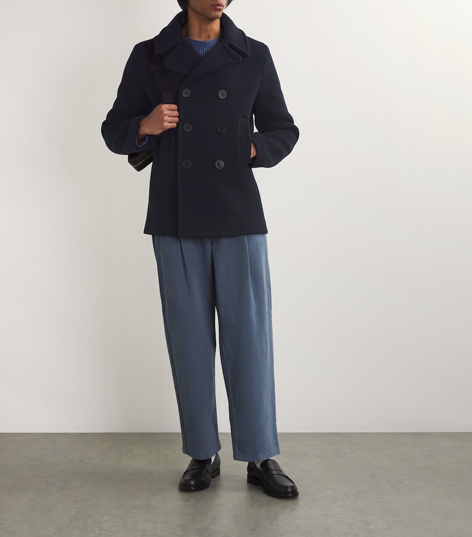 Sandro Paris Blue Wool-Blend Peacoat