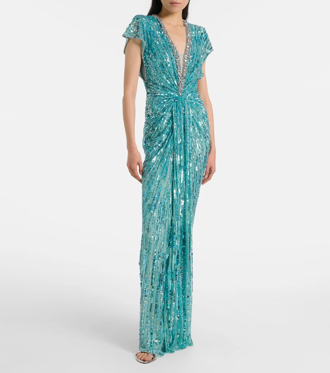 Jenny Packham - فستان Lacie الطويل المزين بكشاكش