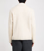 Beige Wool-Blend Rib-Knit Cardigan