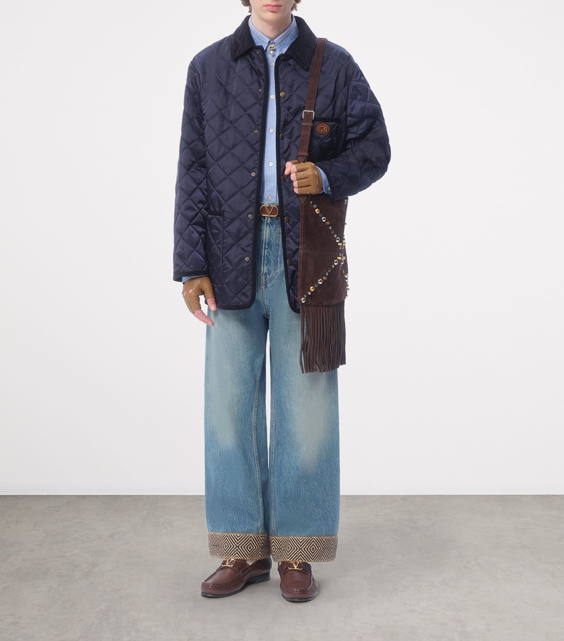 Valentino Navy VLogo Quilted Jacket