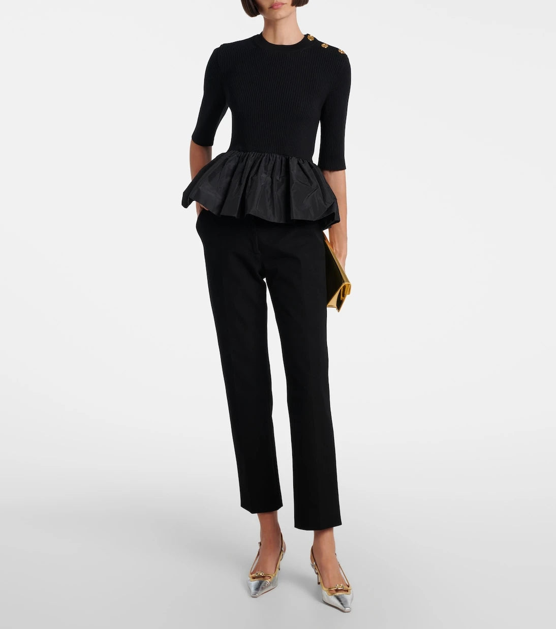 Patou - Ribbed-knit peplum wool top