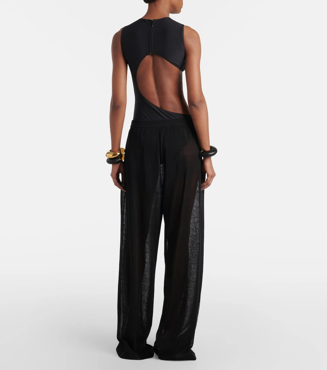 Alaïa - Sheer linen and silk wide-leg pants