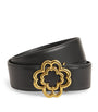 Leather Clover Buckle Belt BLACK