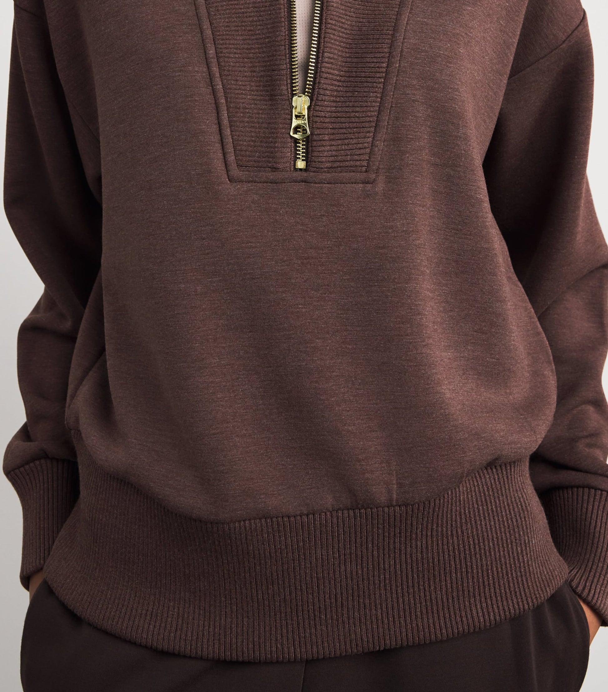 Varley Brown Sally Half-Zip Sweatshirt