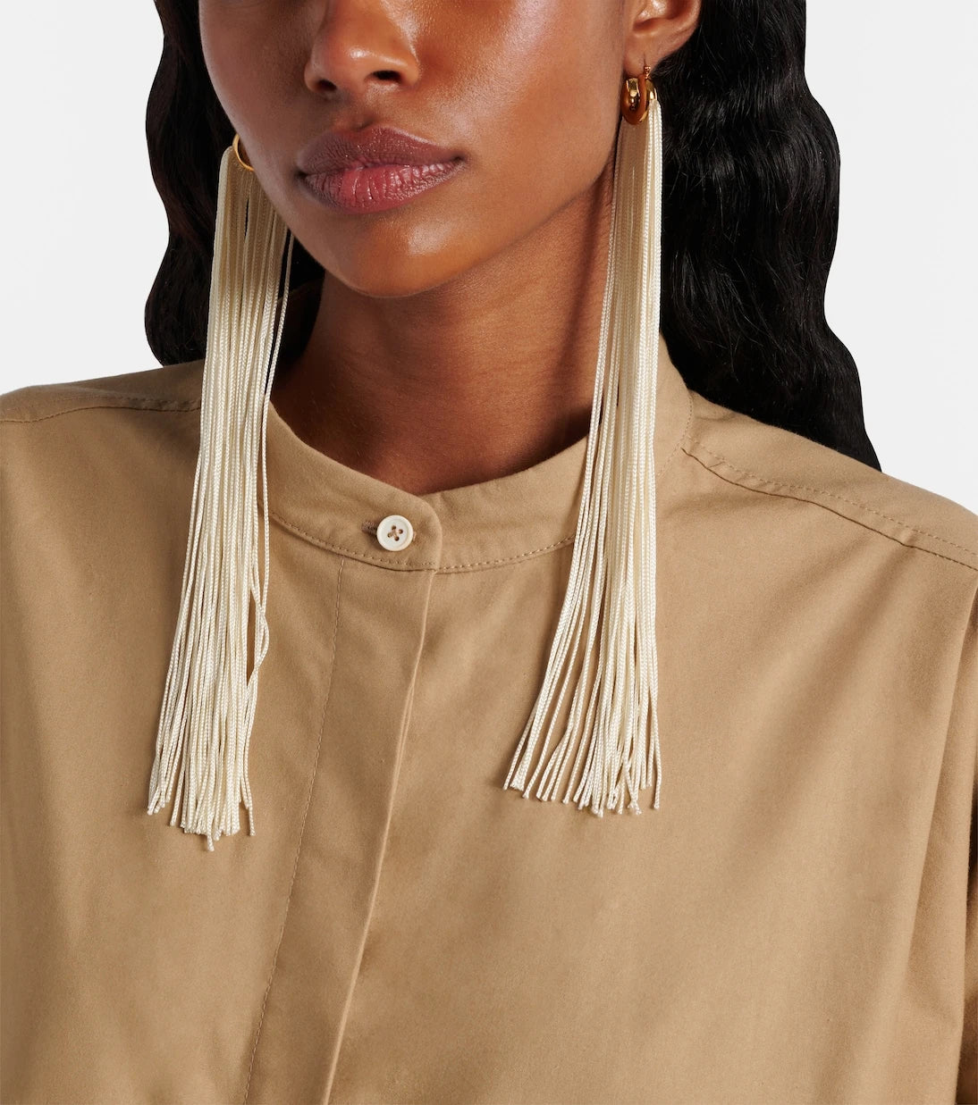 Jil Sander - Fringed hoop earrings