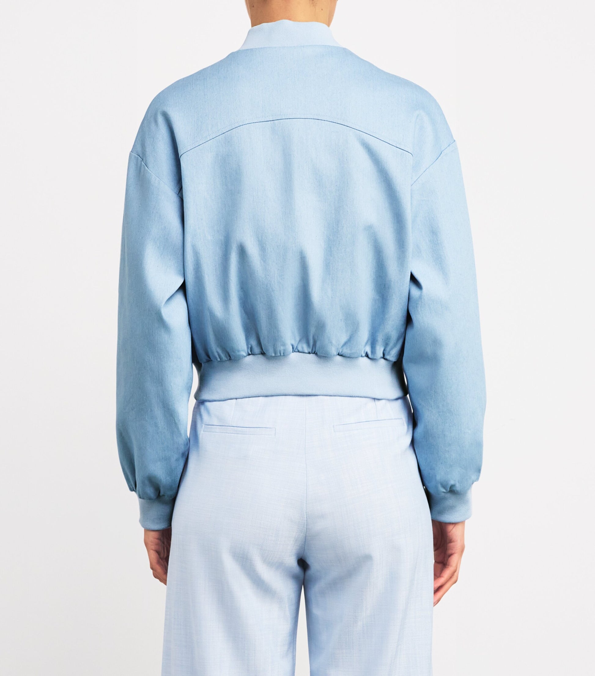 Maje Blue Denim Bomber Jacket