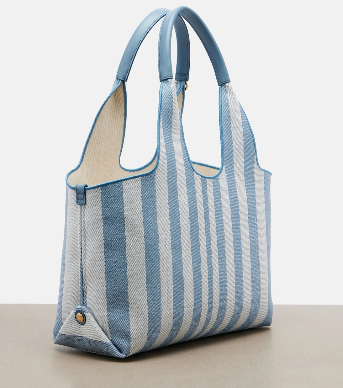 Chloé - Chloé Stripy Large logo canvas tote bag