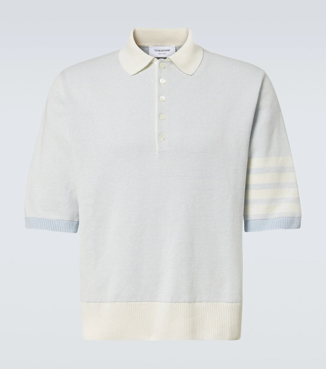 Thom Browne - 4-Bar linen and cotton polo shirt