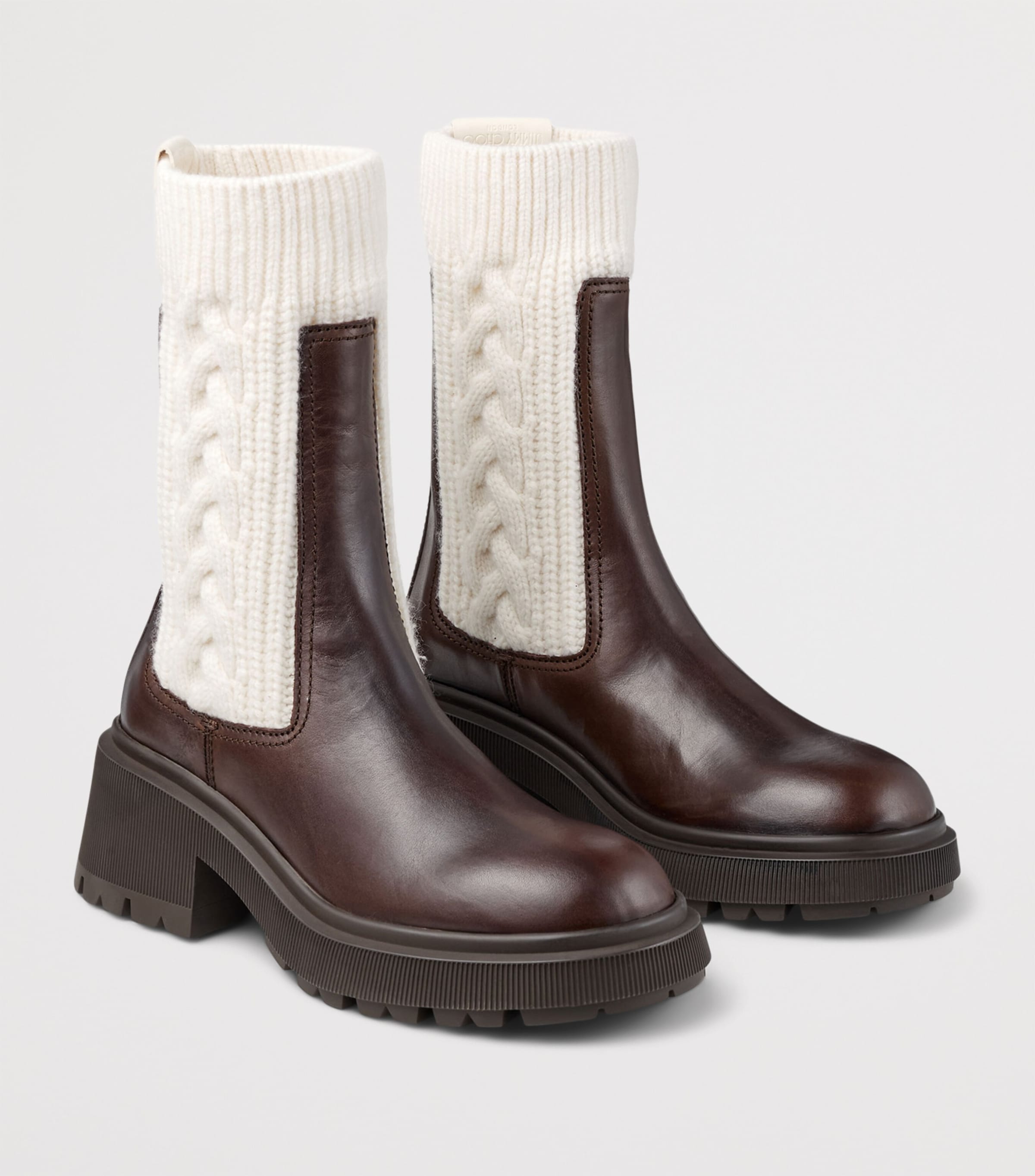 Tamia 70 Leather and Knit Boots