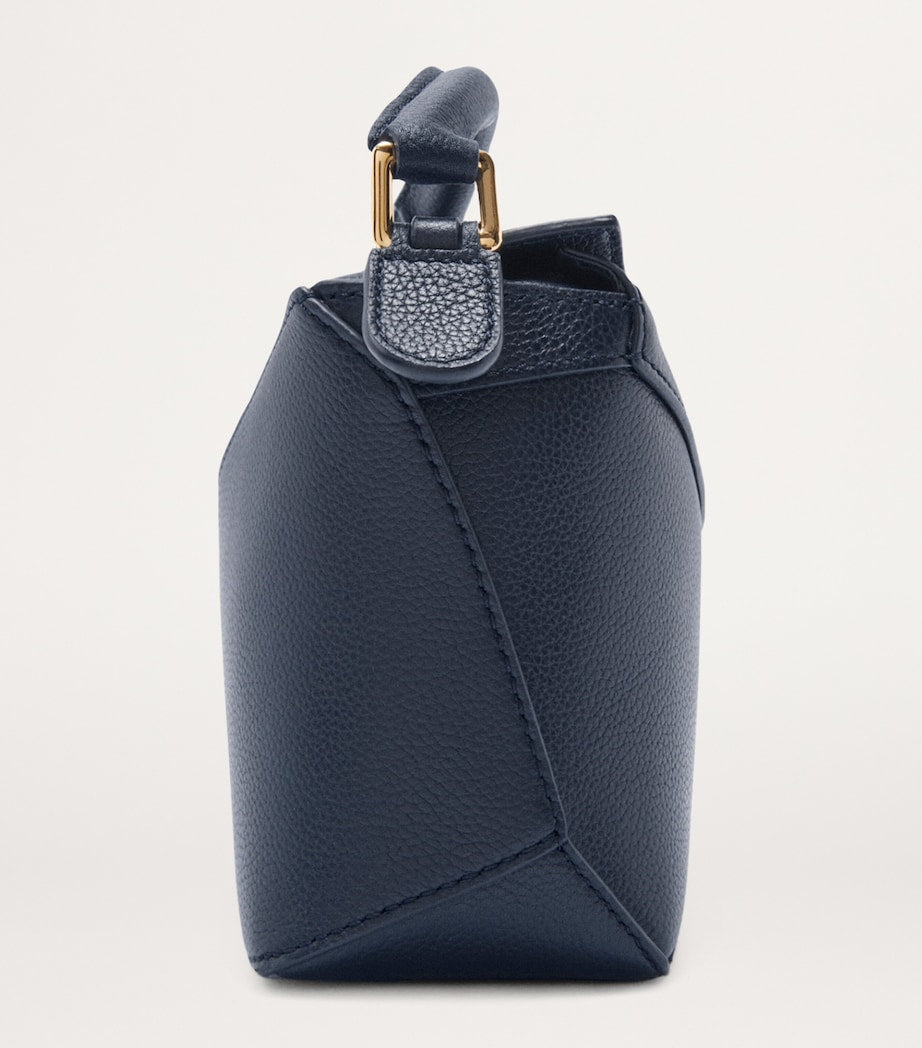 LOEWE Navy Mini Leather Puzzle Edge Top-Handle Bag