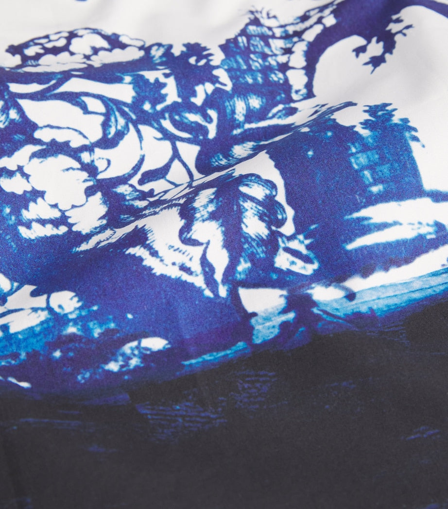 Cotton Floral Midi Shirt Dress