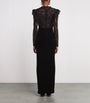 Alessandra Rich Black Lace-Velvet Gown