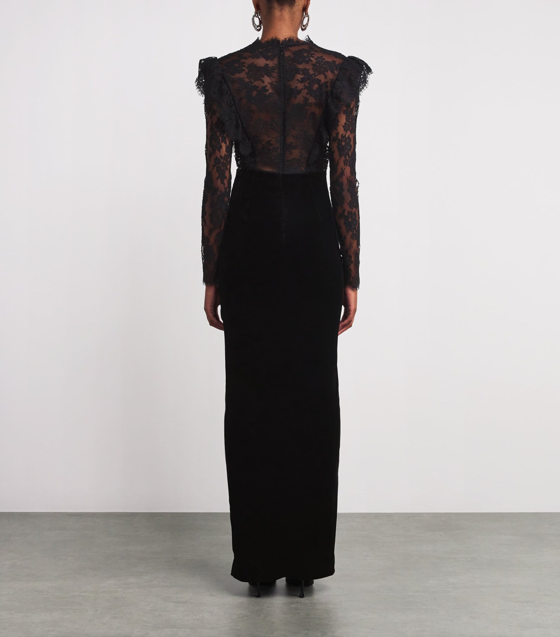 Black Lace-Velvet Gown
