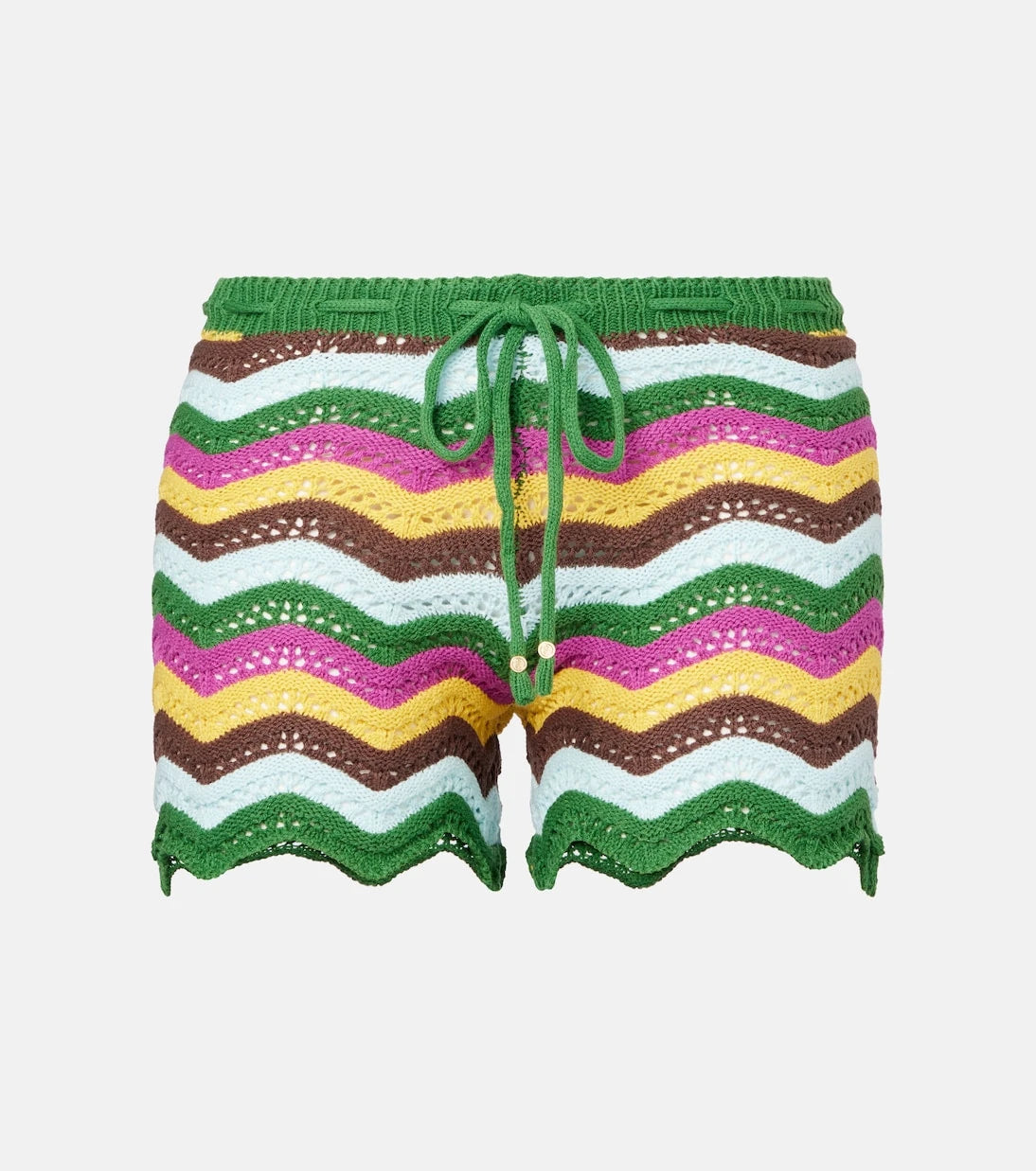 Bananhot - Kim striped crochet cotton-blend shorts