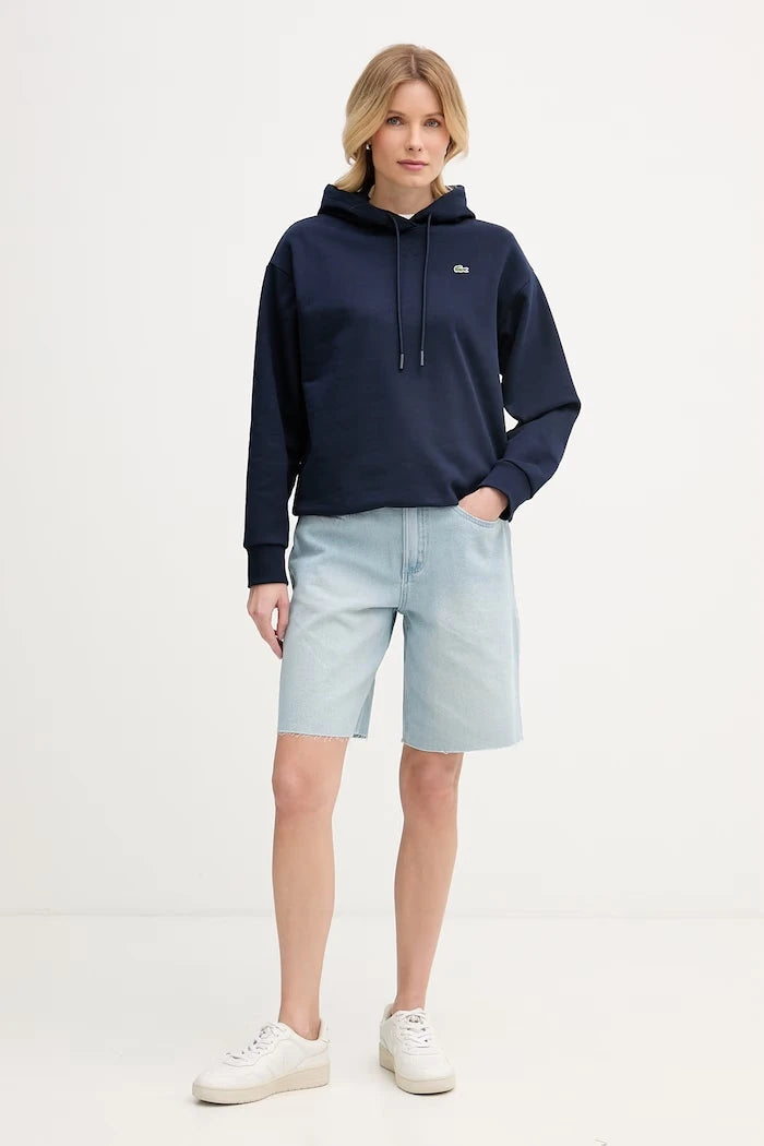 Lacoste kapüşonlu kadın pamuklu sweatshirt