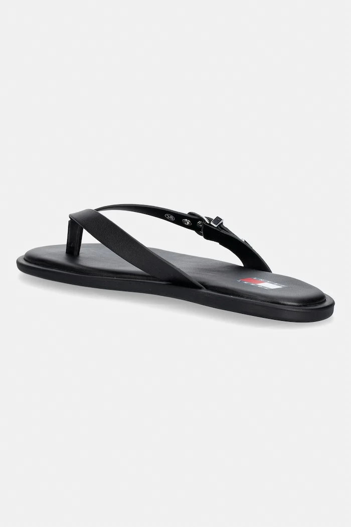 Tommy Jeans Kadın Deri Parmak Arası Terlik TJW FLAT LEATHER SANDALS