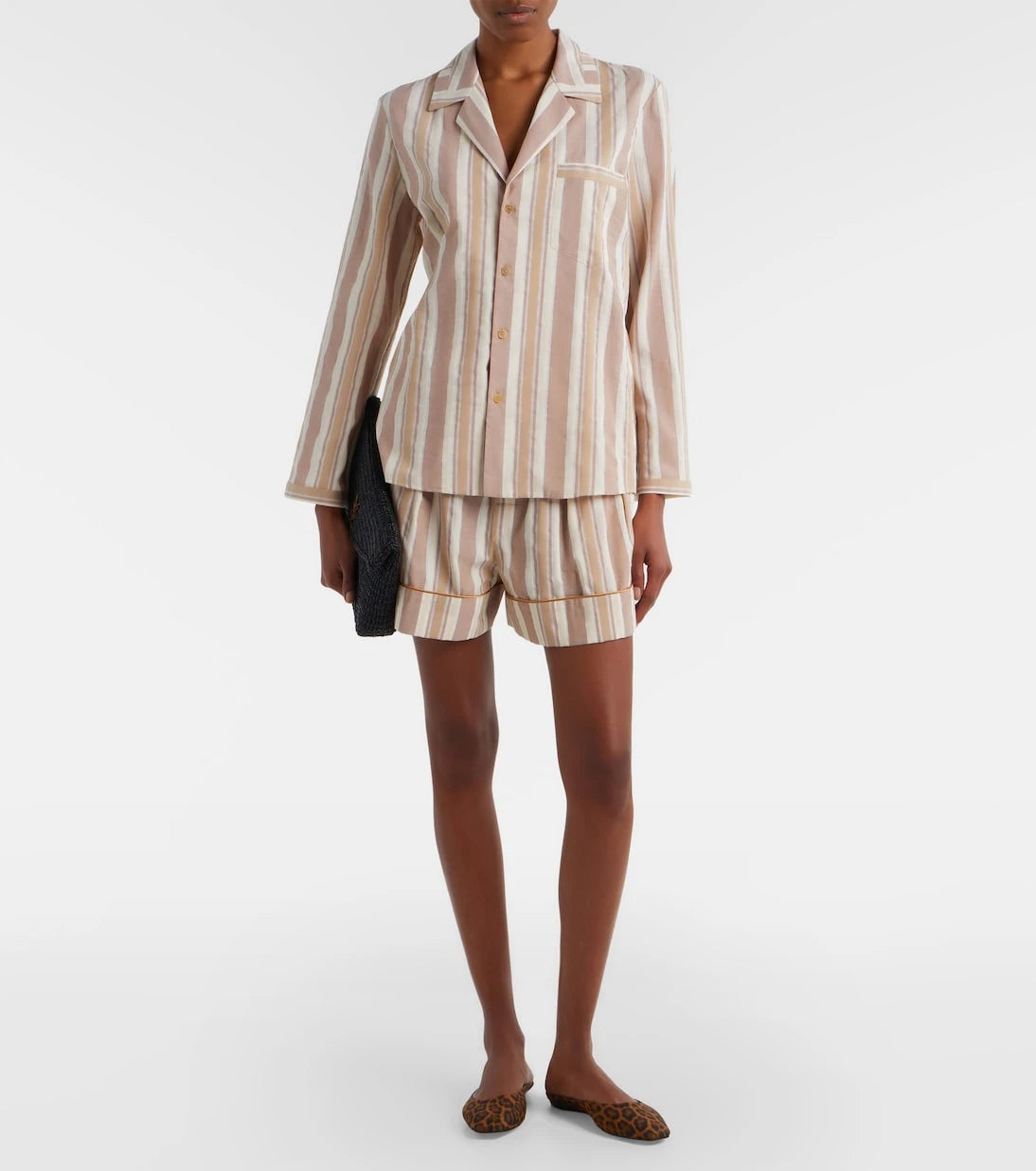 Saint Laurent - Striped cotton shorts