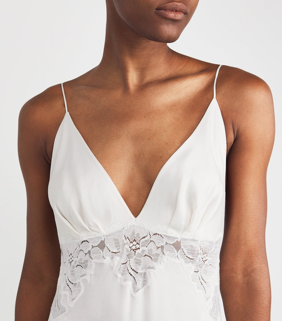 Bocan White Lace-Trim Slip Dress