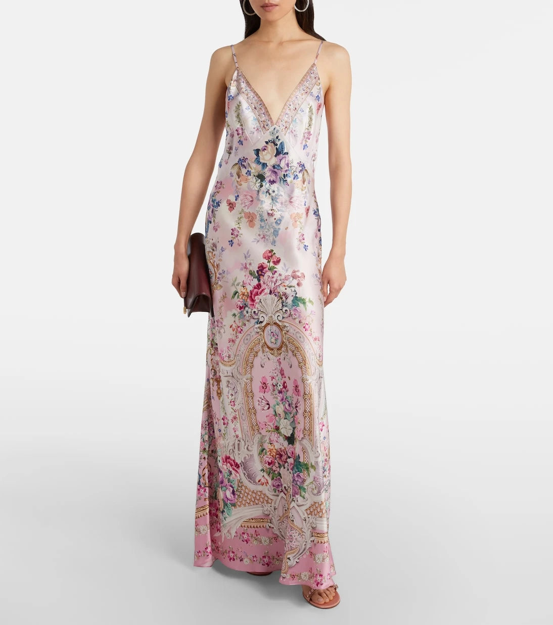 Camilla - Embellished floral silk satin maxi dress