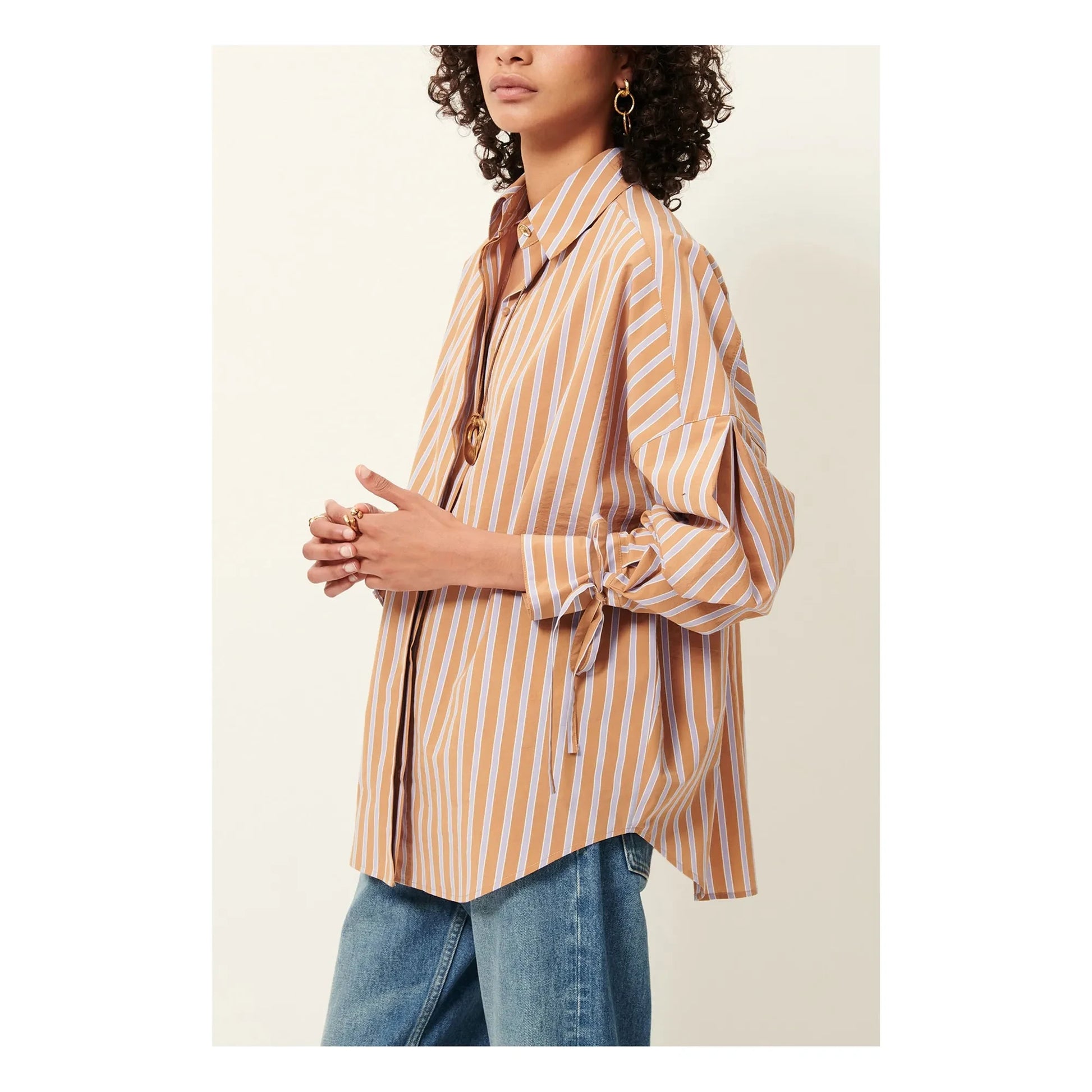 Sessùn - Armando Cotton Stripe Shirt | Terracotta