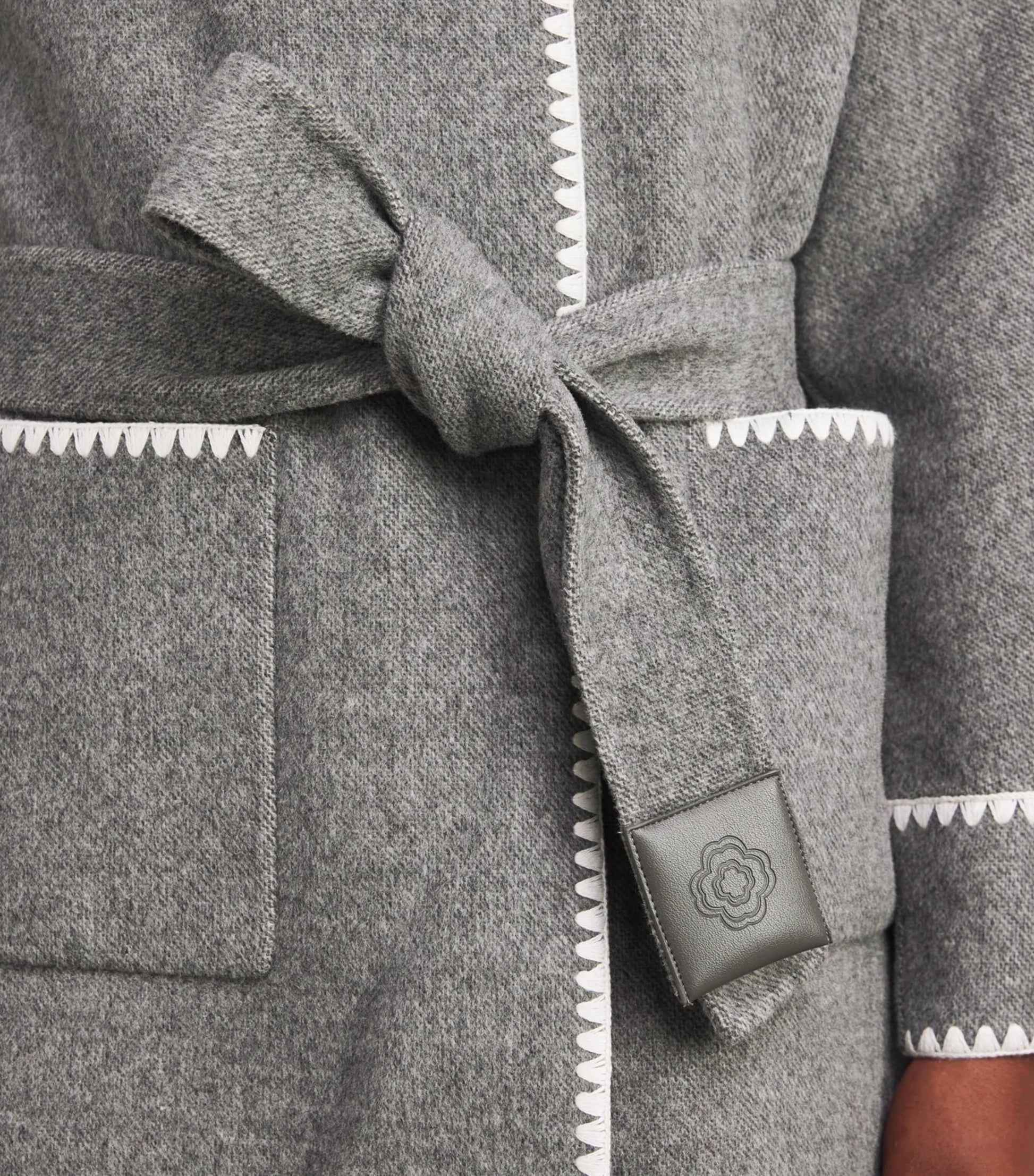 Black Wool-Blend Wrap Coat