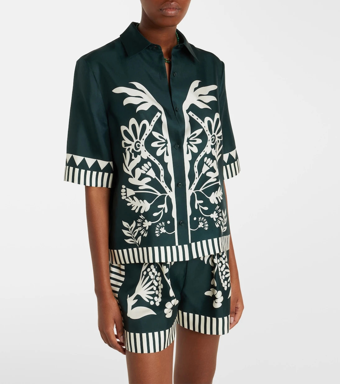 Eres - Émeraude printed silk twill shirt