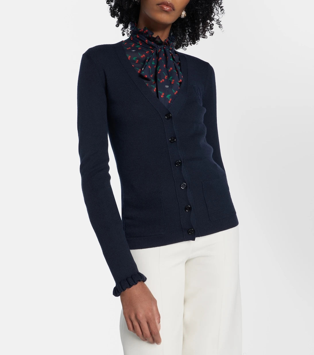 Valentino - Ruffled virgin wool cardigan
