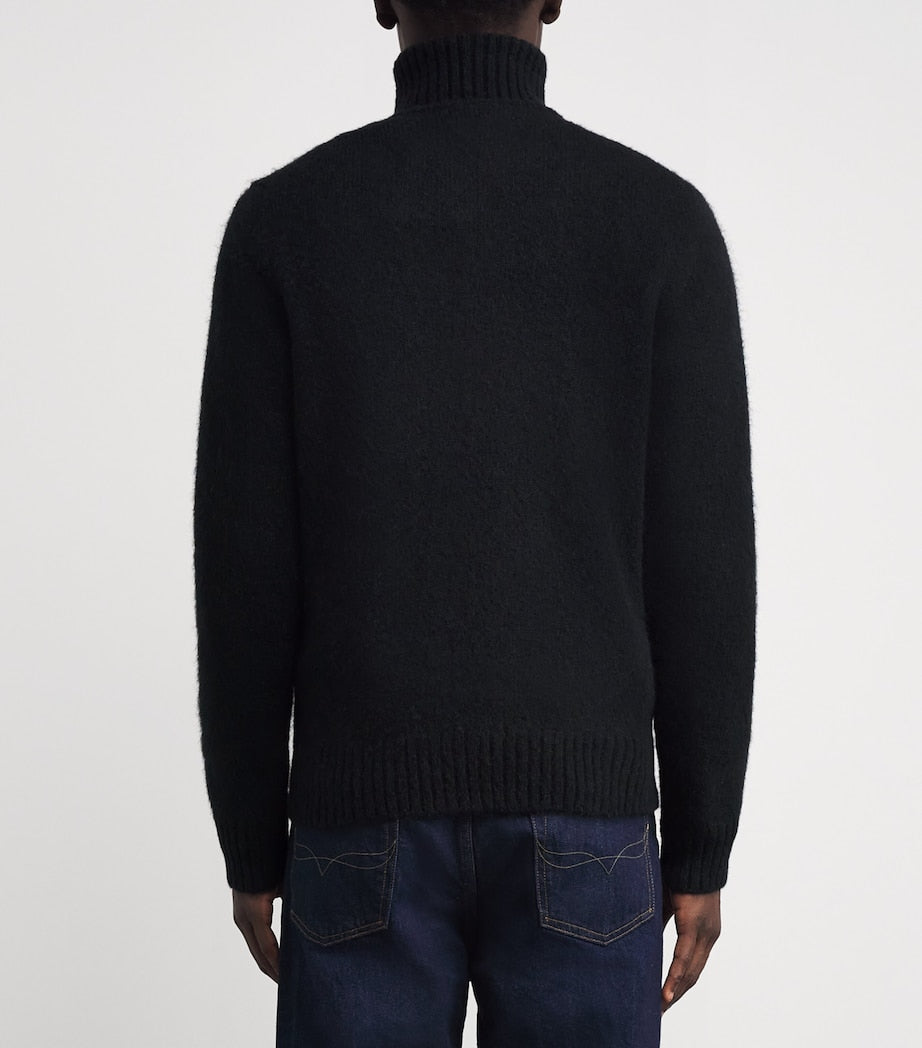 Wool-Blend Ralph & Ricky Tuxedo Polo Bear Rollneck Sweater BLACK