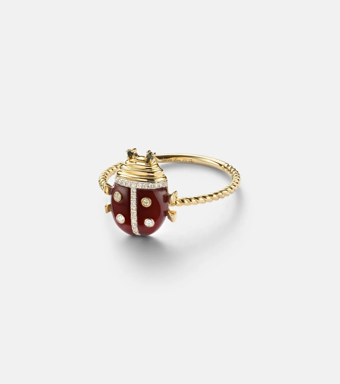 Yvonne Léon - Coccinelle Mini 9kt gold ring with gemstones