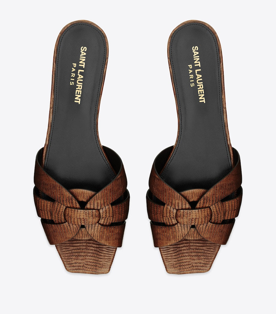 Brown Leather Tribute Slippers