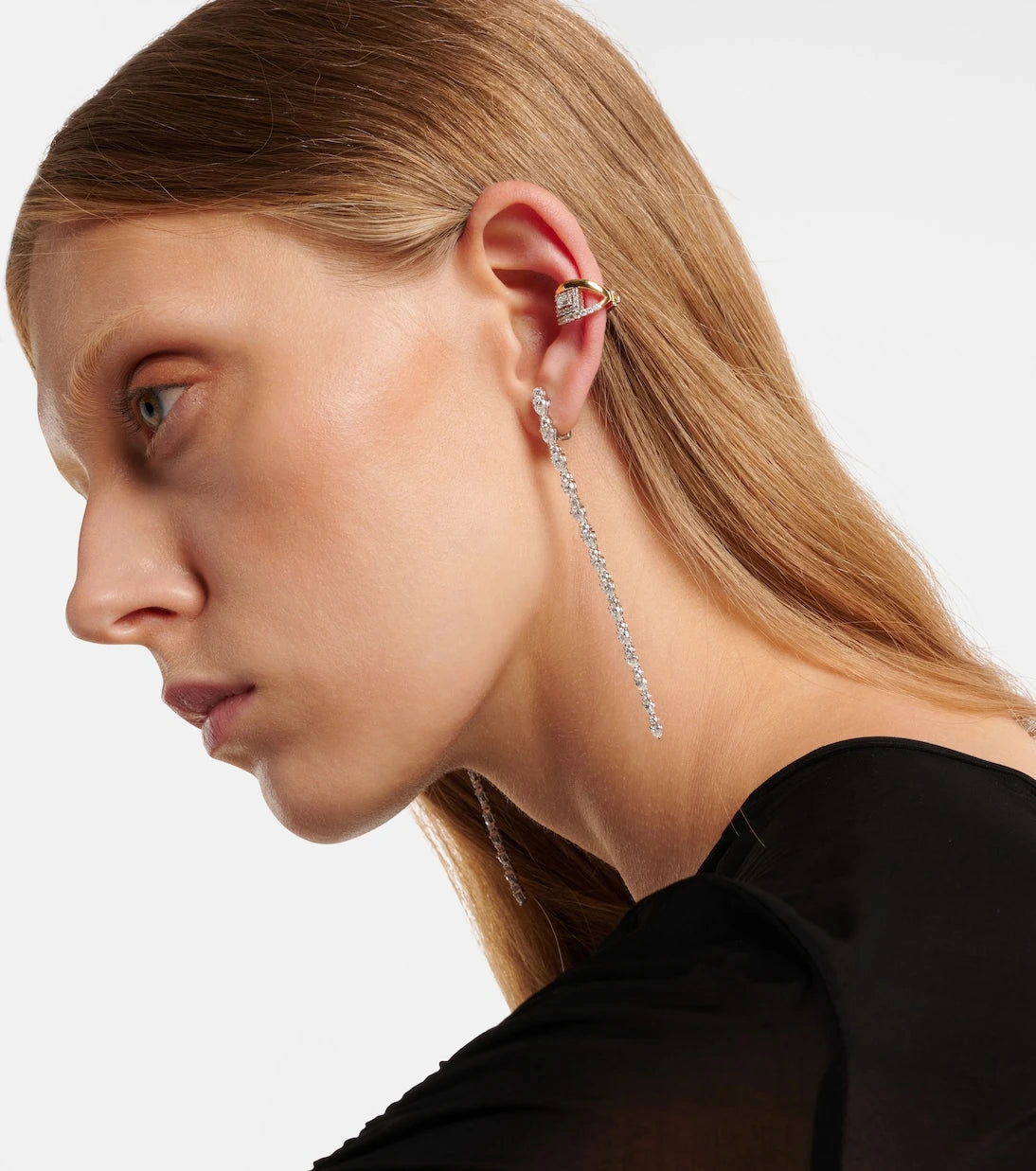 Yeprem - Whisper Ear 18kt gold single ear cuff with diamonds
