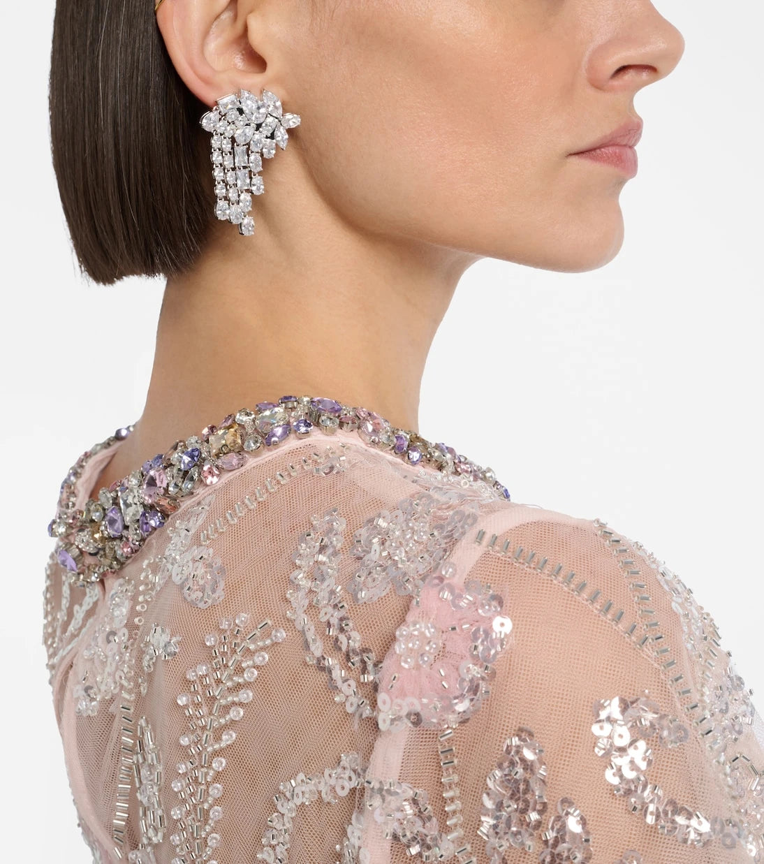 Self-Portrait - Crystal-embellished drop earrings