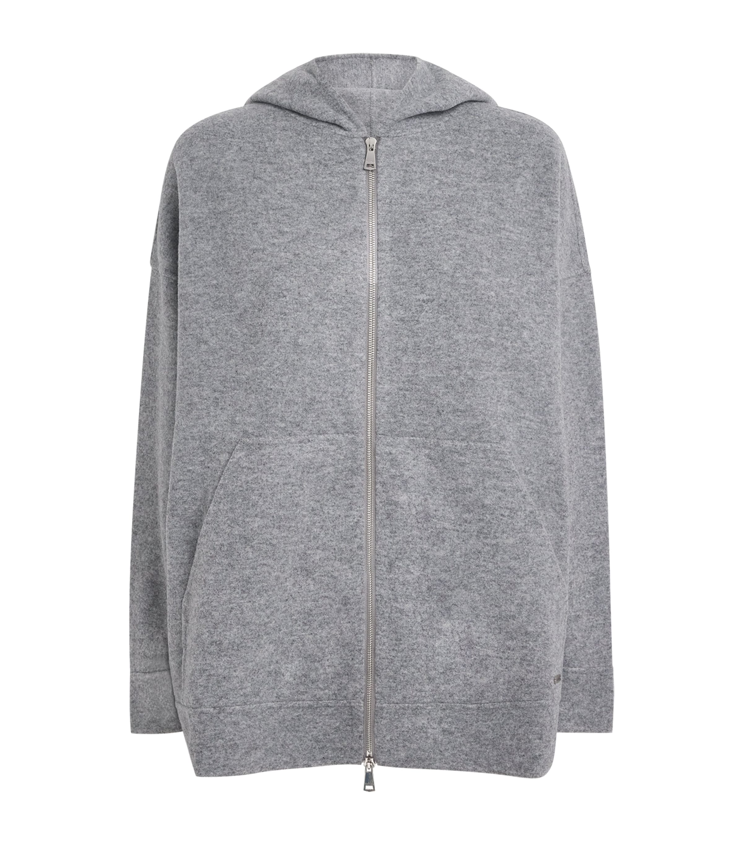 Max Mara Grey Wool-Blend Zip-Up Hoodie