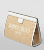 Jimmy Choo White Raffia Leather-Trim Avenue Pouch