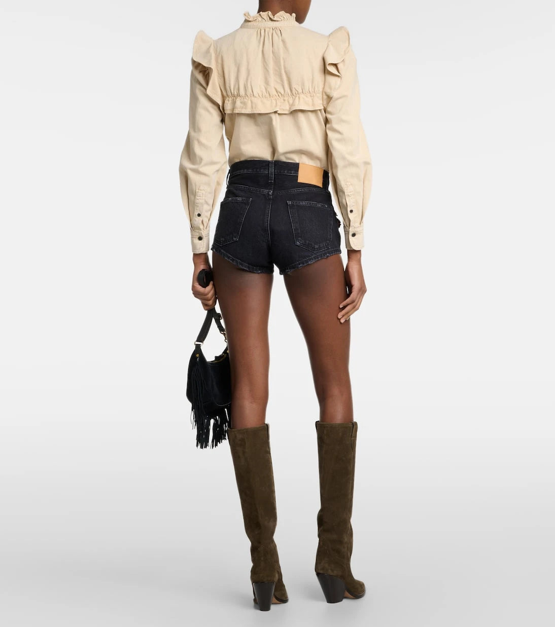 Alanui - Embroidered denim shorts
