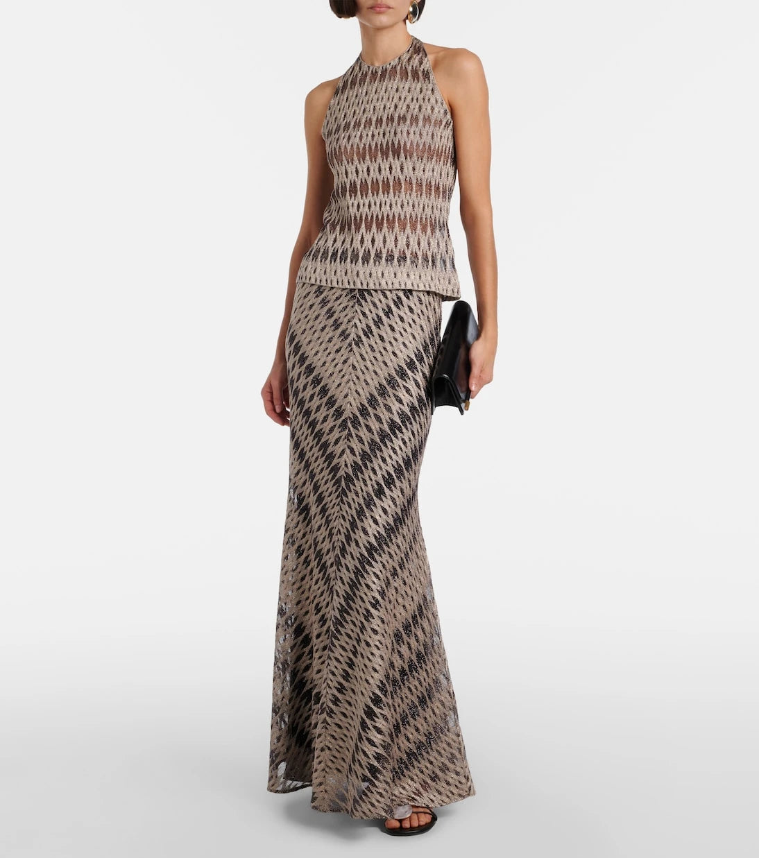 Missoni - تنورة ماكسي ميتاليك مفتوحة الحياكة