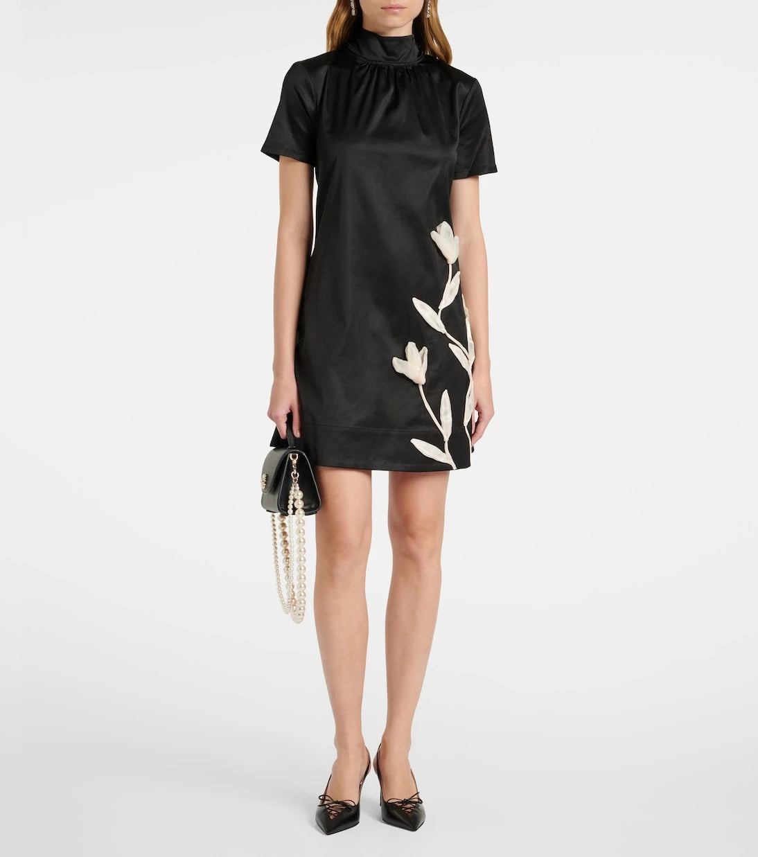 Staud - Ilana floral-appliqué satin minidress