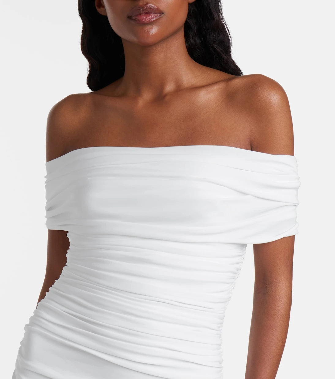 Norma Kamali - Ruched off-shoulder midi dress