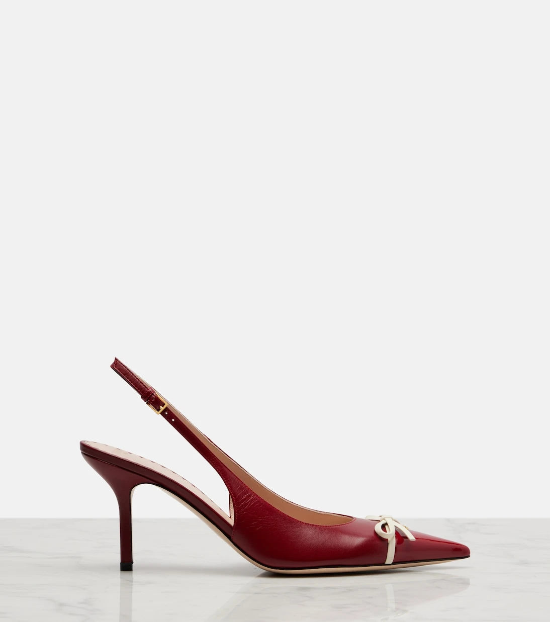 Valentino Garavani - Bepointy 80 patent leather slingback pumps