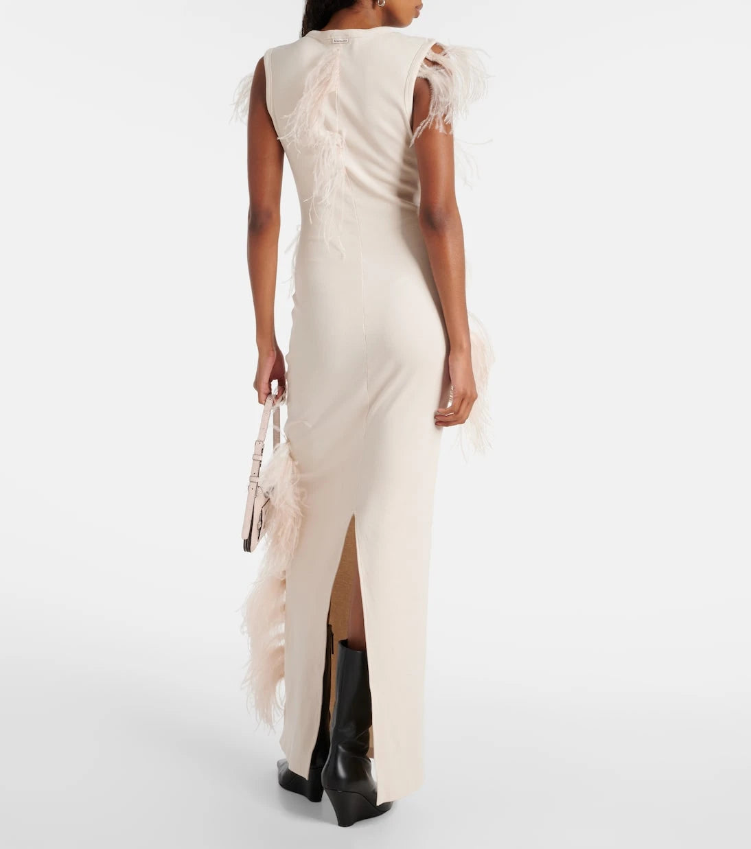 Acne Studios - Essica feather-trimmed cotton-blend maxi dress