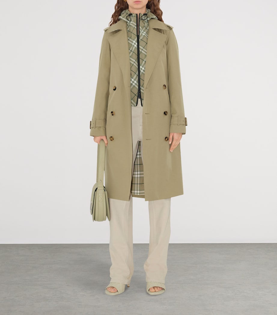 Beige Gabardine Long Trench Coat